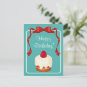 Beribboned Briefkaart van de Cake van de Aardbei (Staand voorkant)