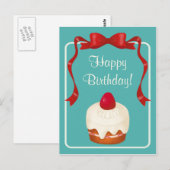 Beribboned Briefkaart van de Cake van de Aardbei (Voorkant / Achterkant)