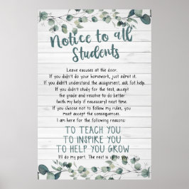 Bericht aan alle studenten Poster voor klaslokaal