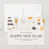  bericht Happy Nieuwjaar Ontwerp Briefkaart (Voorkant / Achterkant)