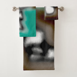 Bericht in a Bottle: Abstract bruin, Blauwgroen, B Bad Handdoek