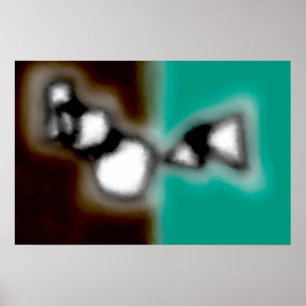 Bericht in a Bottle: Abstract bruin, Blauwgroen, B Poster