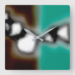 Bericht in a Bottle: Abstract bruin, Blauwgroen, B Vierkante Klok