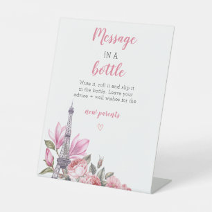Bericht in een Fles Baby Shower Advies Bord Reclamebord Met Voetstuk