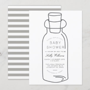 Bericht in een fles   Baby shower uitnodigen Kaart