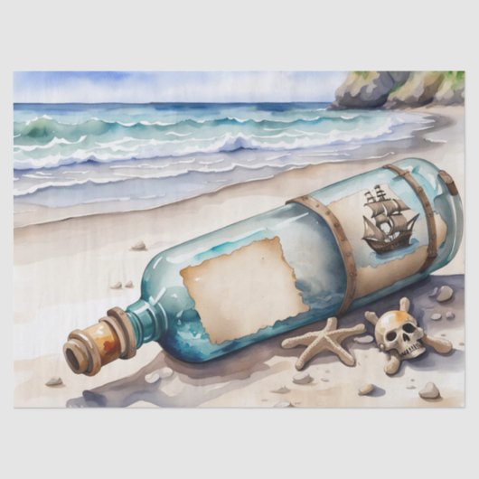 Bericht in een fles tissuepapier (Voorkant)