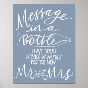 Bericht in een fles Trouwbord - Frans Blauw Poster