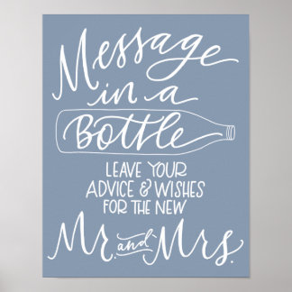 Bericht in een fles Trouwbord - Frans Blauw Poster