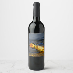 Bericht in een fles wijn etiket
