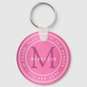 Bericht - Monogram in roze Sleutelhanger