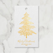 Bericht over Elegant Golden Kerstboom Foto Cadeaulabels (Voorkant)