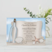 Bericht van een Beach Wedding Invitting van de Bot Kaart (Staand voorkant)