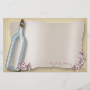 Bericht van een fles ~ horizontale briefpapier