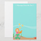 Bericht van het Zee, Zeemeermin met zeedieren Briefpapier (Voorkant / Achterkant)