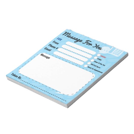 Bericht voor jou Telefoongesprek Blauwe kantoorblo Notitieblok (Gedraaid)