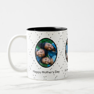 Bericht voor mama met zwart-wit foto's tweekleurige koffiemok