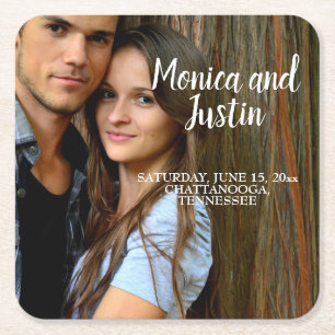 Berichten Aankondiging Foto bewaardatum Vierkante Kartonnen Onderzetter