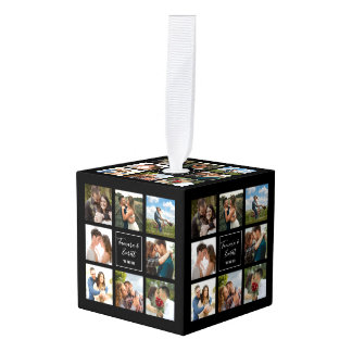 Berichten foto collage zwart  kubus ornament