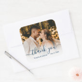Berichten Foto Navy Script Foto Hartelijk dank Vierkante Sticker (Envelop)