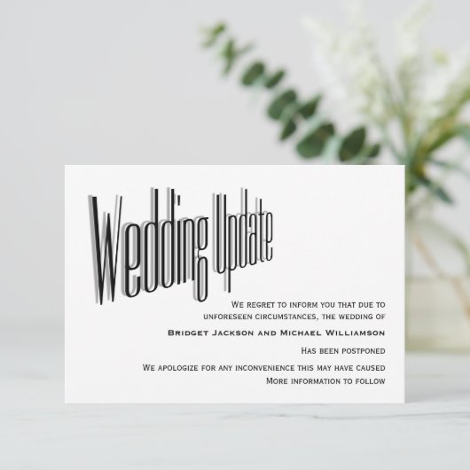 Berichten met uitgestelde bruiloft save the date (Staand voorkant)