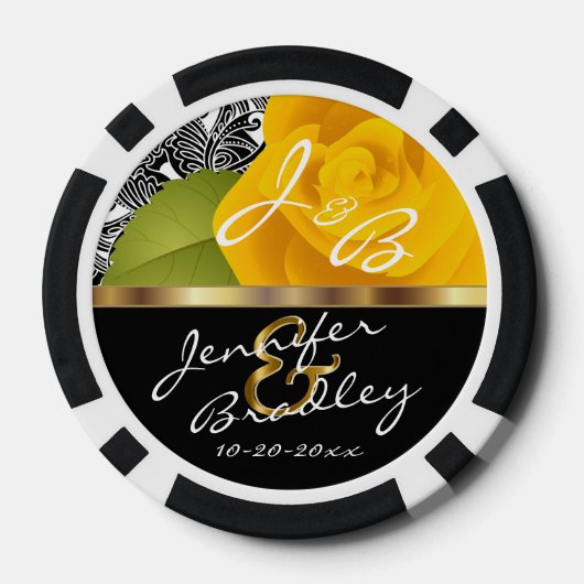 Berichten over bruid en geel roodbruin pokerchips (Achterkant)