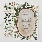 Berichten over de geboorte van een bijtende houtsl save the date (Voorkant / Achterkant)