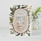 Berichten over de geboorte van een bijtende houtsl save the date (Staand voorkant)