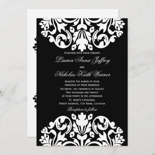 Berichten over het zwarte en witte huwelijk kaart (Voorkant / Achterkant)