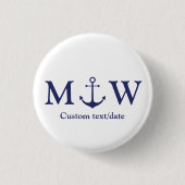 Berichten over zeemansblauw marinemonogram ronde button 3,2 cm (Voorkant)