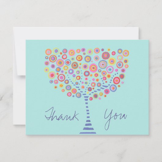 Berichten repetitie Dinner Aqua Circle Tree Invite Kaart (Voorkant)