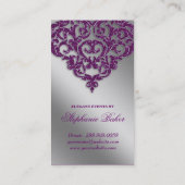 Berichtenevenspanner Damask Paars Sparkle Silver Visitekaartje (Achterkant)
