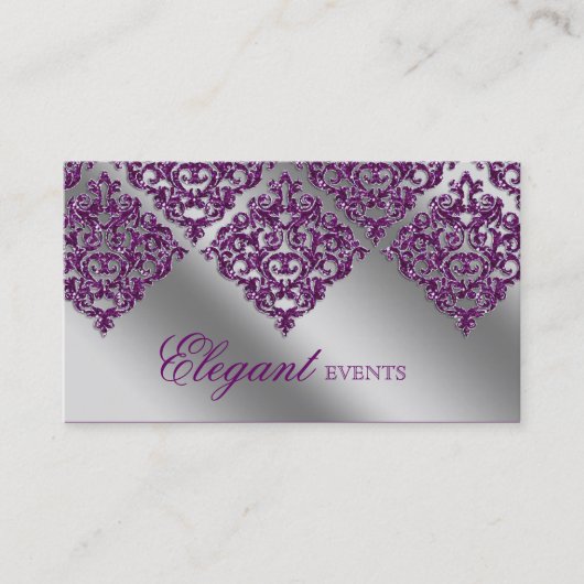 Berichtenevenspanner Damask Paars Sparkle Silver Visitekaartje (Voorkant)