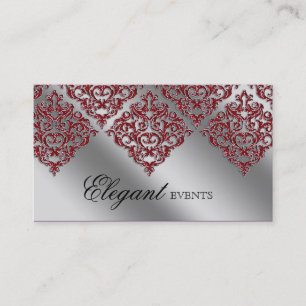 Berichtenevenspanner Damask Red Sparkle Silver Visitekaartje