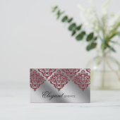 Berichtenevenspanner Damask Red Sparkle Silver Visitekaartje (Staand voorkant)