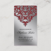Berichtenevenspanner Damask Red Sparkle Silver Visitekaartje (Achterkant)