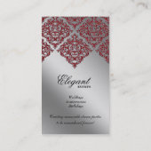 Berichtenevenspanner Damask Red Sparkle Silver Visitekaartje (Achterkant)