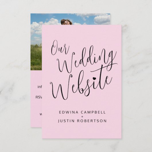 Berichtenwebsite zwarte roze hartkletter QR-code Informatiekaartje (Voorkant / Achterkant)