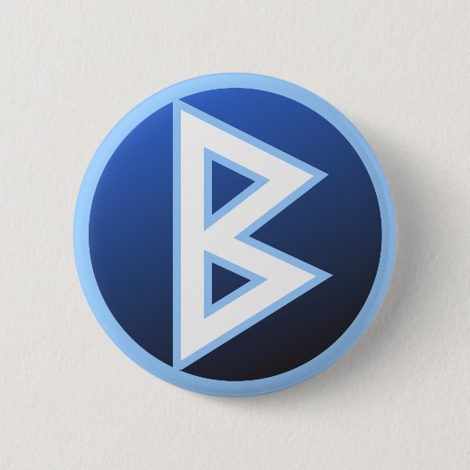 Berkana Beorc Rune Ronde Button 5,7 Cm (Voorkant)