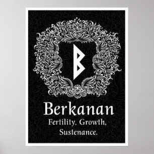 Berkanan Rune / Vruchtbaarheid / Zwarte versie Poster