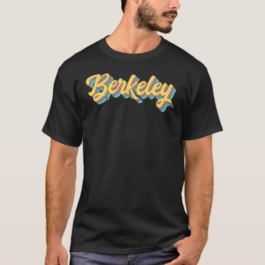 Berkeley California Ca Varsity Style Amber Text T-shirt (Voorkant)