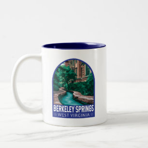 Berkeley Springs West Virginia Illustratie Reizen Tweekleurige Koffiemok