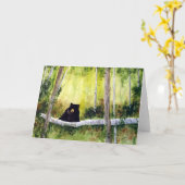 Berken en Beer Blank Wenskaart Kaart (Gele Bloem)