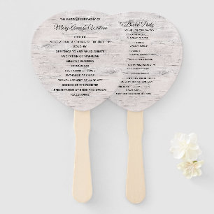 Berken hout schors print 2 bruiloft programma fan handwaaier