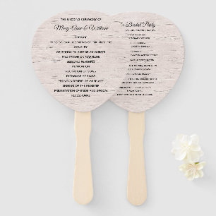 Berken hout schors print bruiloft programma fan handwaaier