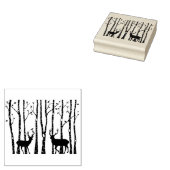 Berken met rendieren, Kerstmis Rubberstempel (Gestempeld)