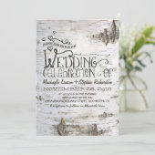 berkenbast rustiek land bruiloft uitnodiging (Staand voorkant)