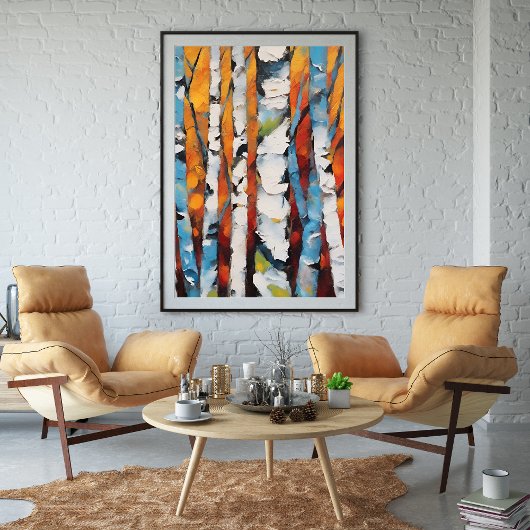 Berkenbomen Abstract unframed Poster