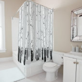 Berkenbomen  horizontale achtergrond douchegordijn (In situ)