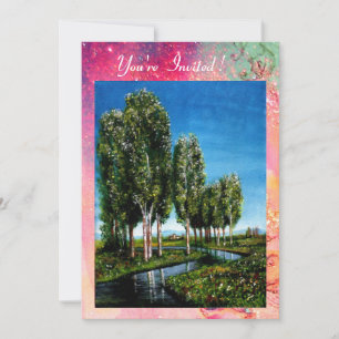BERKENBOMEN IN TUSCANIË, groene roze gouden glinst Kaart
