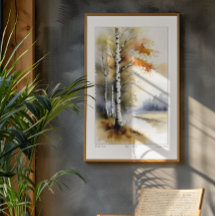 Berkenbomen in Waterverf - Print